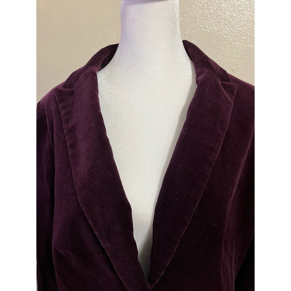 Talbots Womens Purple Corduroy Blazer Jacket Size 12 Deep Plum Cotton Stretch - Picture 3 of 8